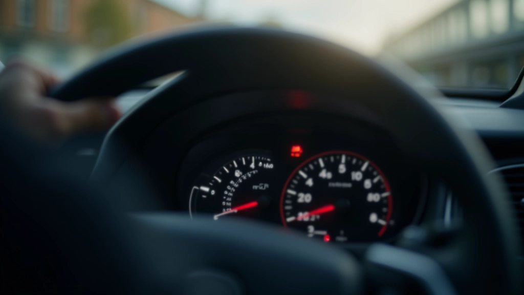 Tableau de bord d'une voiture affichant la consommation de carburant en litres par 100 km