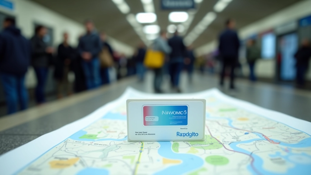 Passe Navigo sur carte de métro avec station de RER en arrière-plan