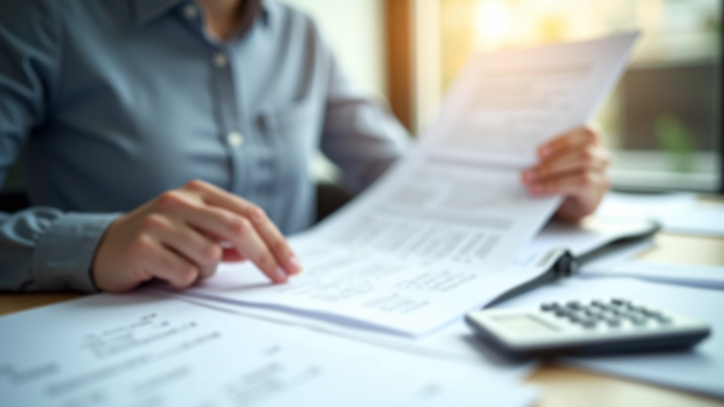 Employé consultant un document de remboursement transport avec calculatrice sur son bureau