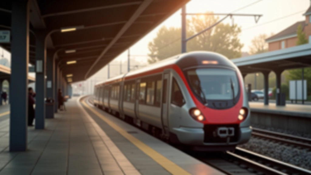 Train TER régional stationné en gare avec quai vide le matin